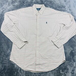 Polo Ralph Lauren Shirt Mens XL White Red Blue Check Button Up VTG